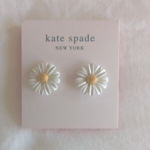 Kate Spade White and Gold Floral Stud Earrings
